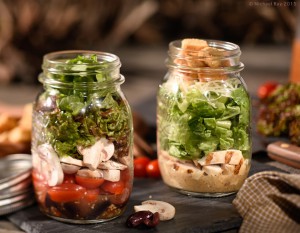 Salad in a jar food photography