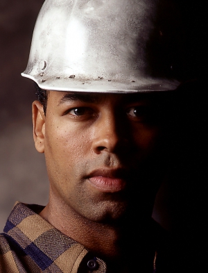 Industrial portrait for worker in hardhat