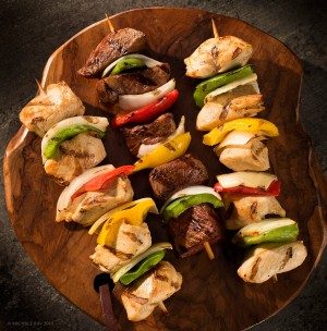 food photography of chicken kababs