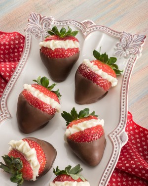 food photography of stuffed straberries